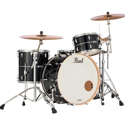 Pearl Masters Maple Complete Shell Pack - 12/16/22K - Piano Black with Silver Stripe